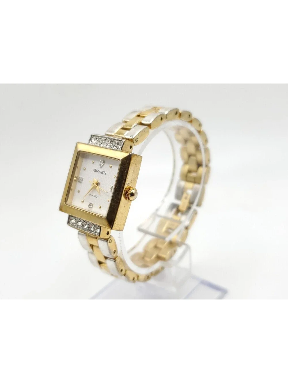 Gruen GR7984 Watch Women 20mm New Battery Reversible Band Gold And Two-Tone